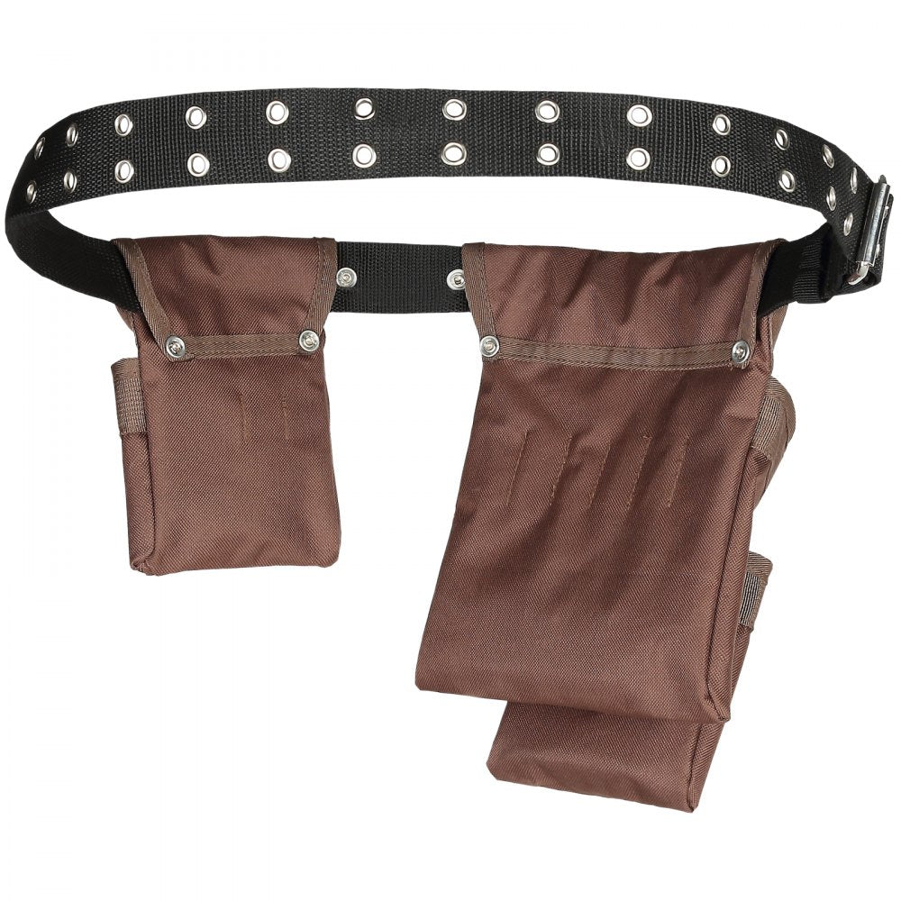 VEVOR Tool Belt, 13 Pockets, Adjusts from 29 Inches to 54 Inches, Polyester Heavy Duty Tool Pouch Bag, Detachable Tool Bag for Electrician, Carpenter, Handyman, Woodworker, Construction, Framer, Brown