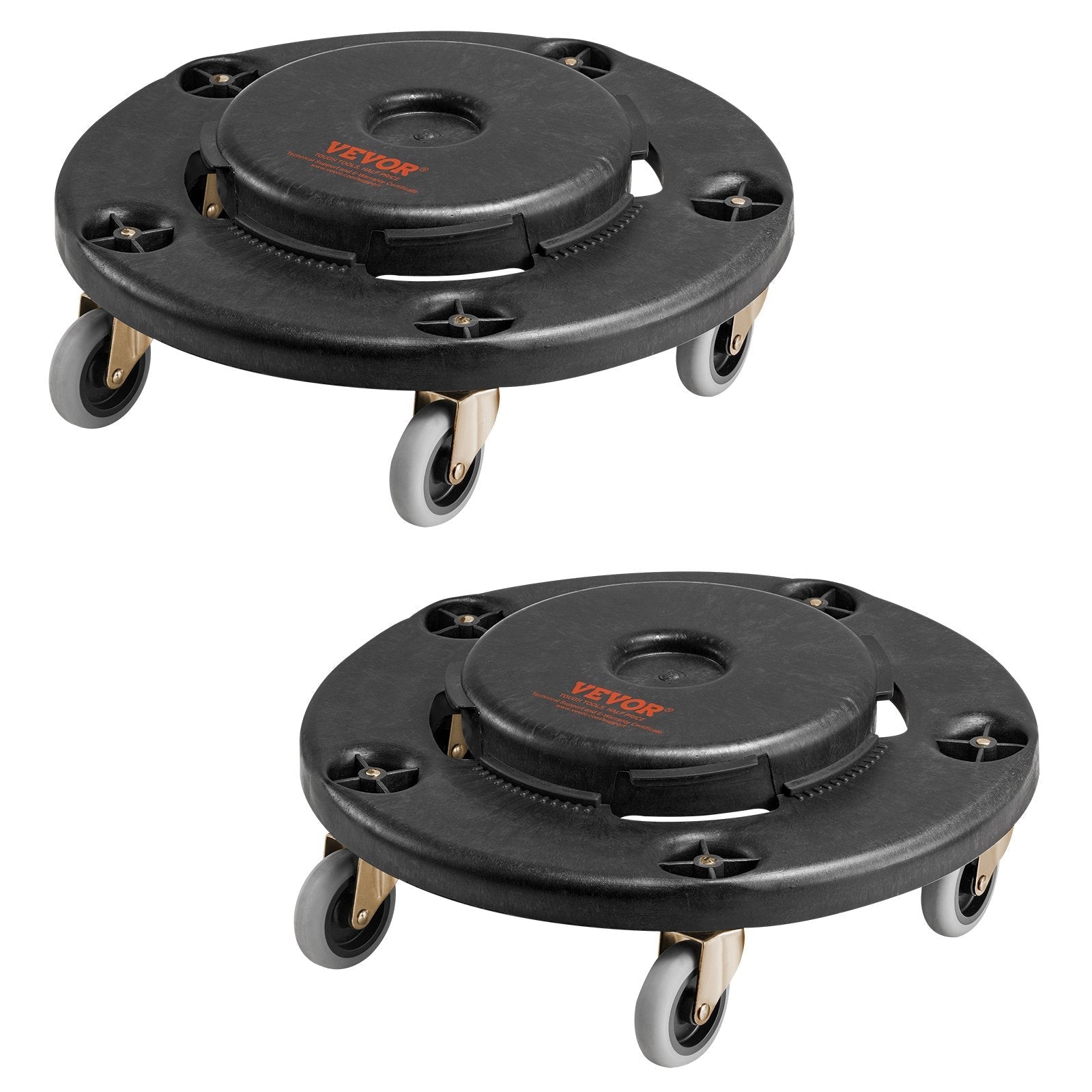 VEVOR 2 Packs Round Trash Can Dolly Fit 20, 32, 44, 55 Gal Garbage Container