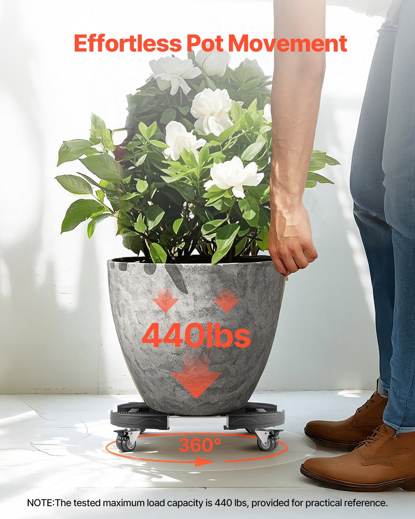 VEVOR Trash Can Dolly with Wheels 15-22.8 in Adjustable Round Furniture Dolly