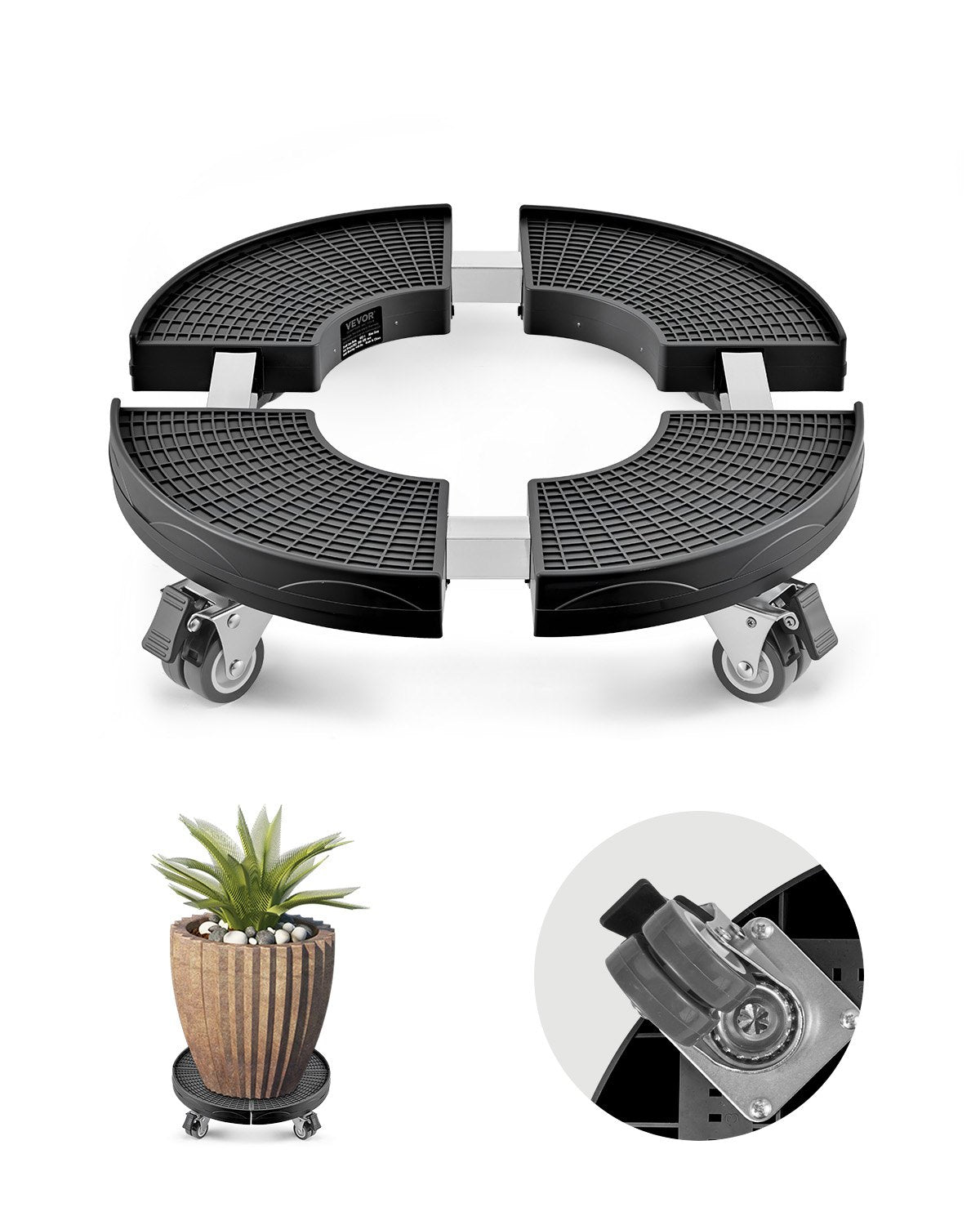 VEVOR Trash Can Dolly with Wheels 15-22.8 in Adjustable Round Furniture Dolly
