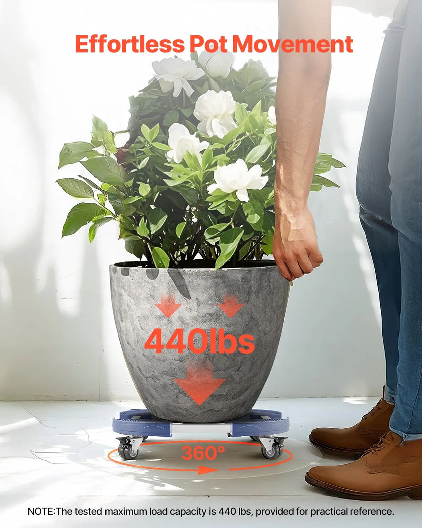 VEVOR Round Trash Can Dolly with Wheels 15-22.8 in Adjustable Plastic Bin Dolly