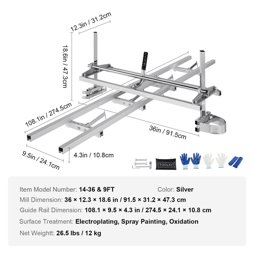 VEVOR Chainsaw Mill and Rail Mill Guide System, Portable Sawmill 14