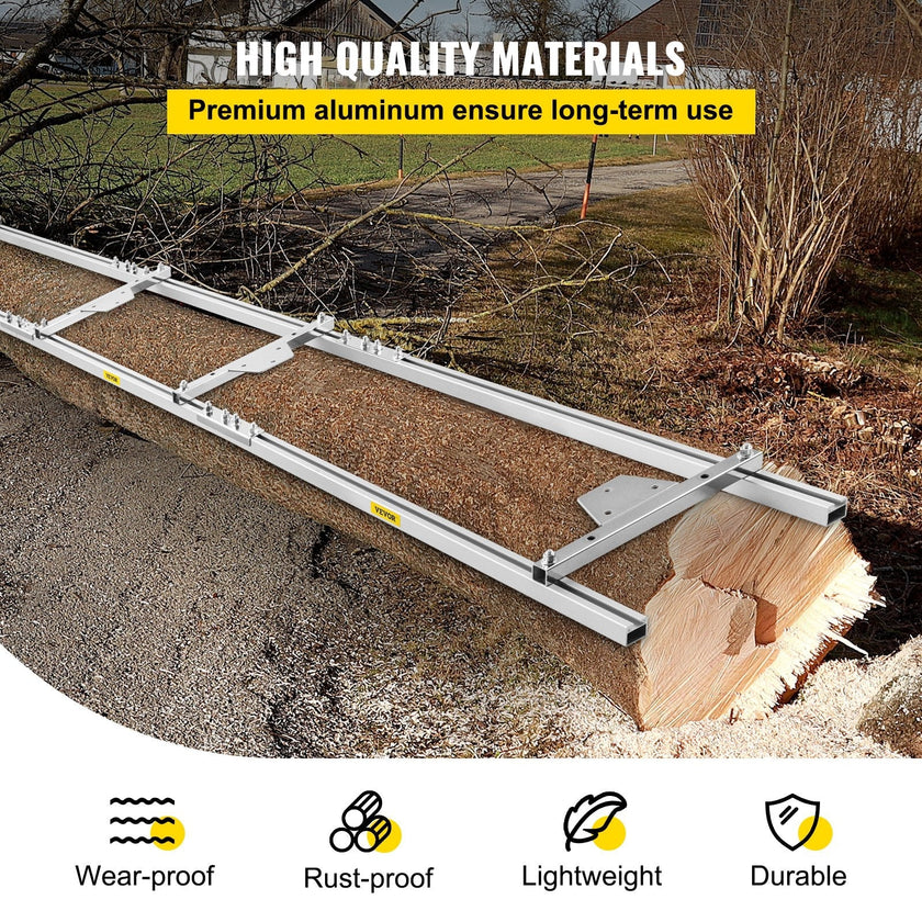 VEVOR Rail Mill Guide System 9 FT Chainsaw Mill Rail Guide with 4 Wood Fixing Plate Rail Mill Guide Used in Combination with The Saw Mill (5FT-RMG)