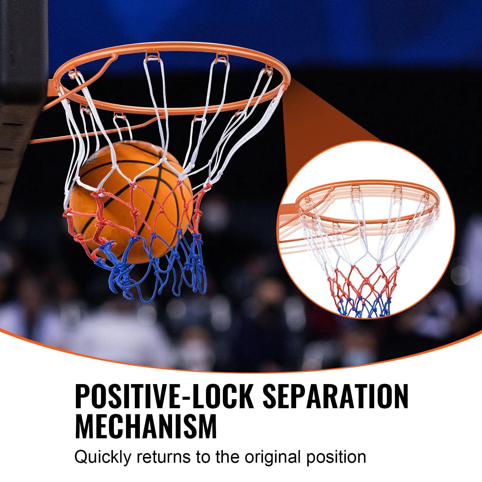 VEVOR Basketball Rim, Wall Door Mounted Basketball Hoop, Heavy Duty Q235 Basketball Flex Rim Goal Replacement with Net, Standard 18