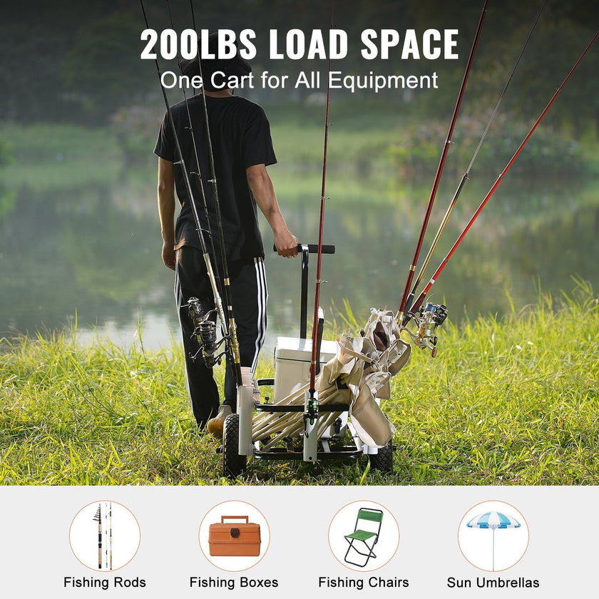 VEVOR Beach Fishing Cart, 200 lbs Load Capacity, Fish and Marine Cart with Two 11