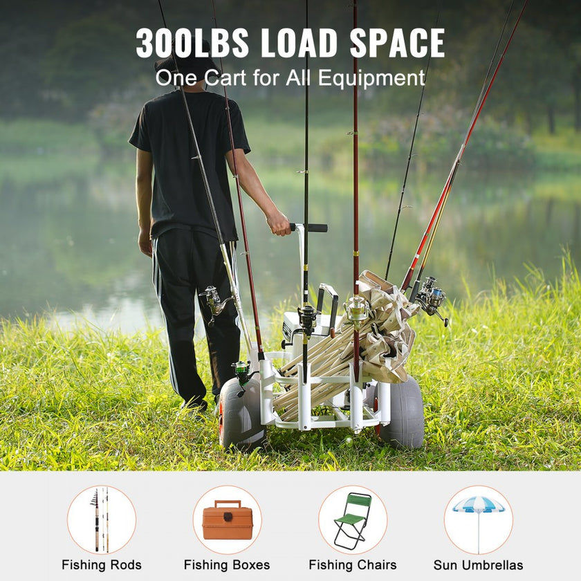 VEVOR Beach Fishing Cart, 300 lbs Load Capacity, Fish and Marine Cart with Two 13