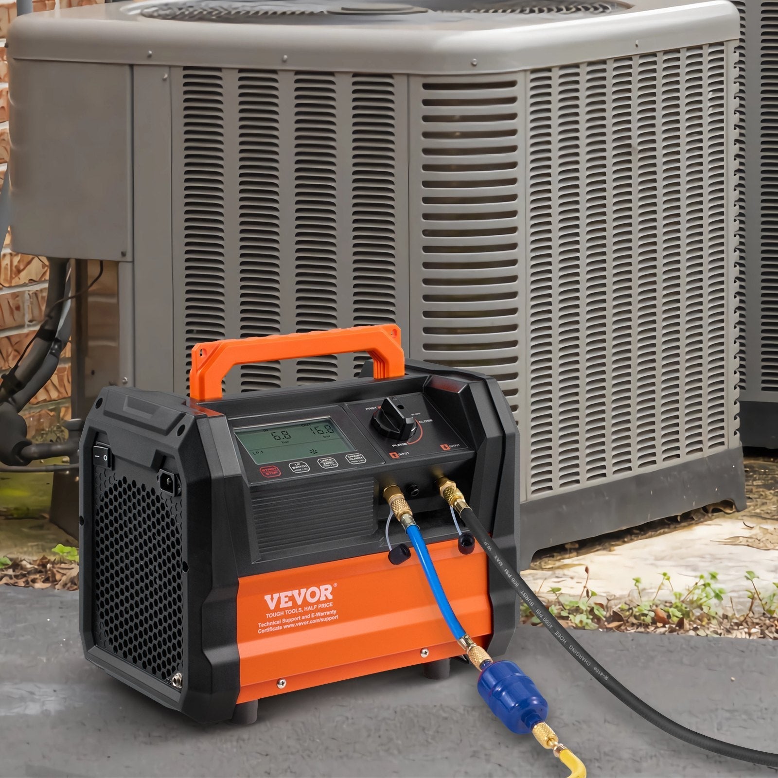 VEVOR Refrigerant Recovery Machine 1 HP Dual Cylinder Brushless Portable AC