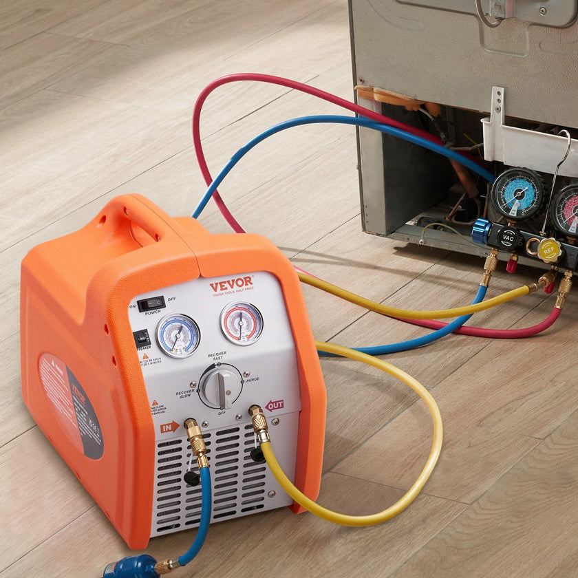 VEVOR Portable 3/4 HP Refrigerant Recovery Machine - AC Recovery Machine with High Pressure Protection 120V 60Hz Recovery Machine HVAC for Vapor Liquid Refrigerant, Car Air Conditioning