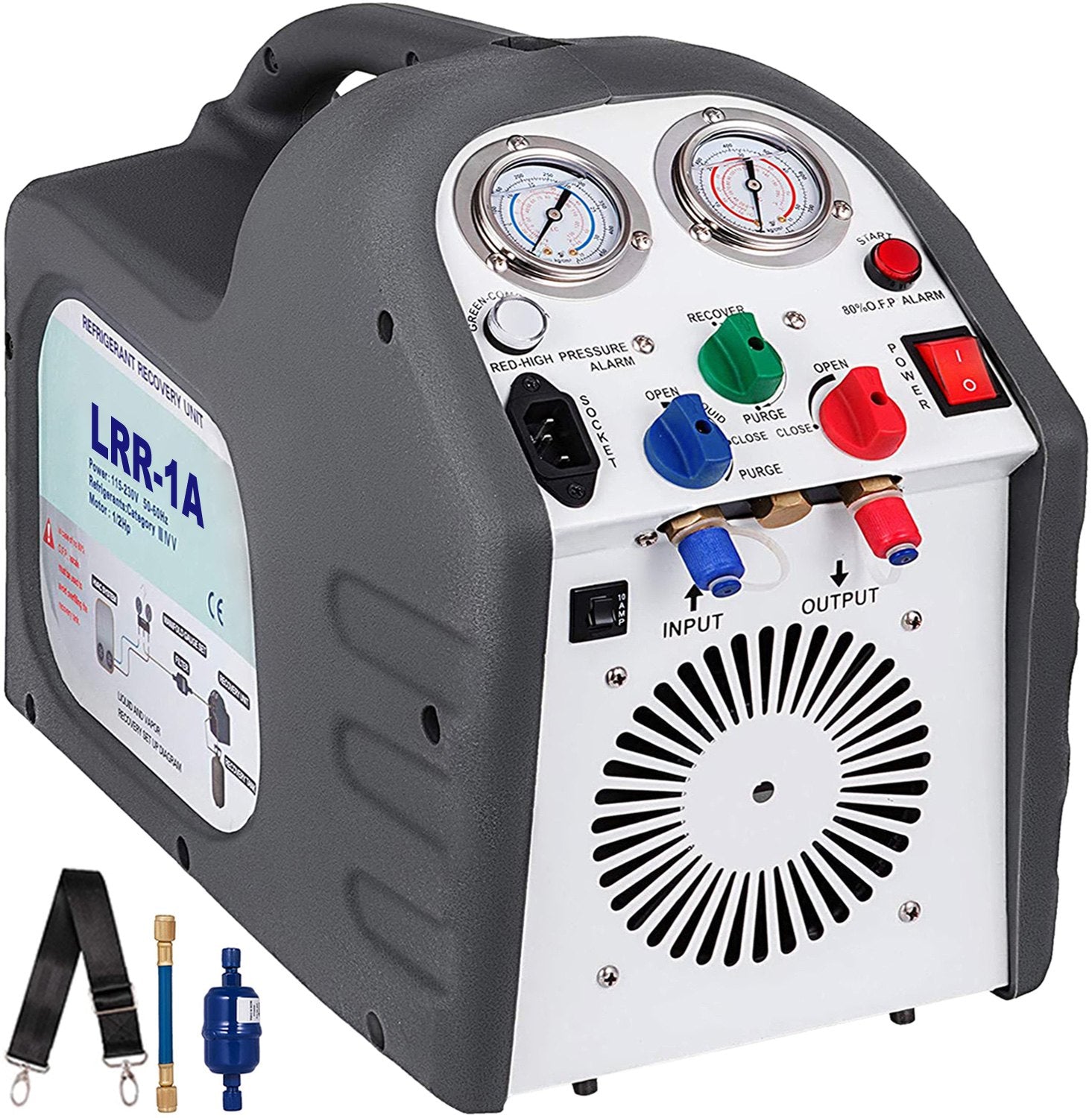 VEVOR Refrigerant Recovery Machine Portable 1/2HP 115V AC Refrigerant Recycling Machine Automotive HVAC 558psi Refrigerant Recovery Unit Air Conditioning Repair Tool (Grey)