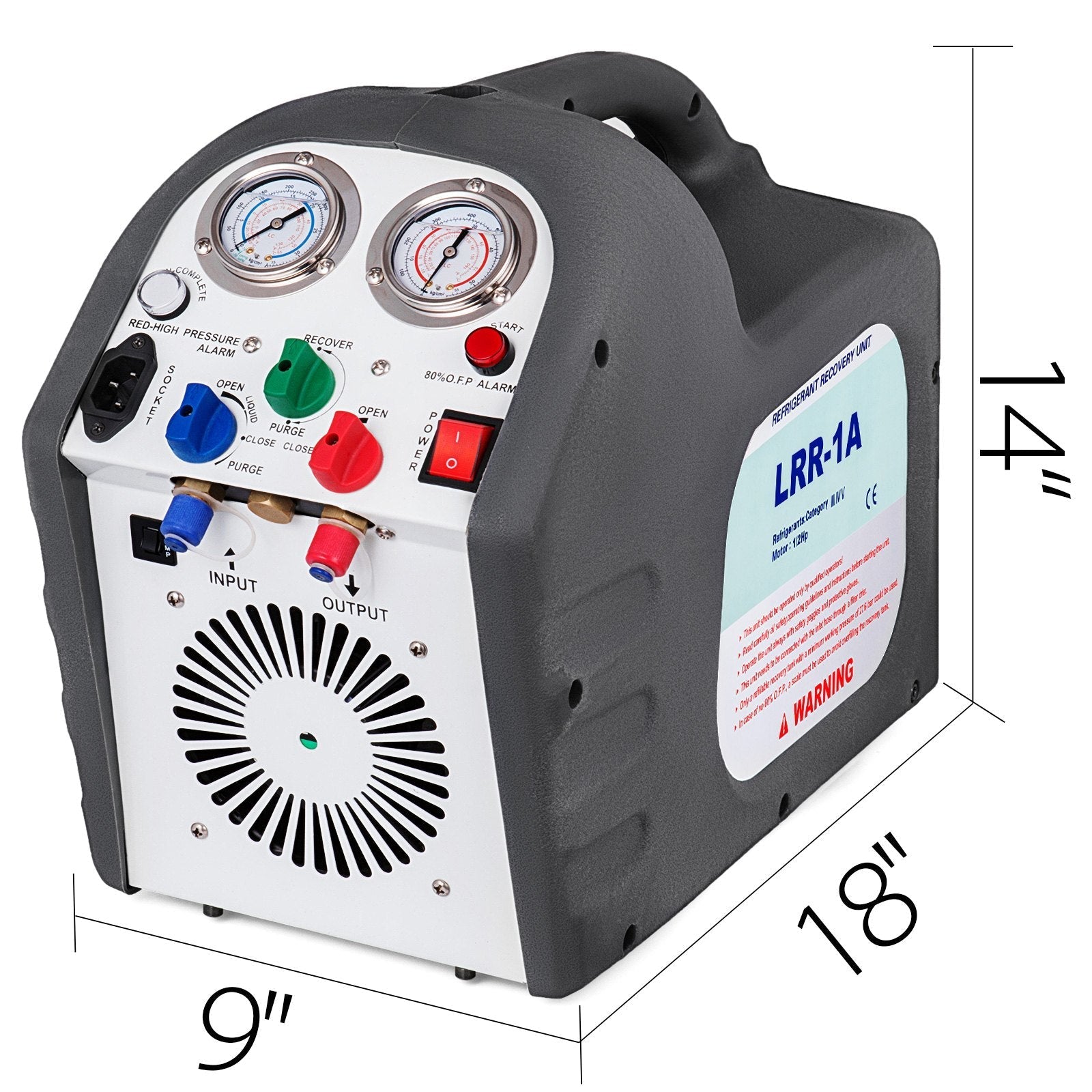 VEVOR Refrigerant Recovery Machine Portable 1/2HP 115V AC Refrigerant Recycling Machine Automotive HVAC 558psi Refrigerant Recovery Unit Air Conditioning Repair Tool (Grey)