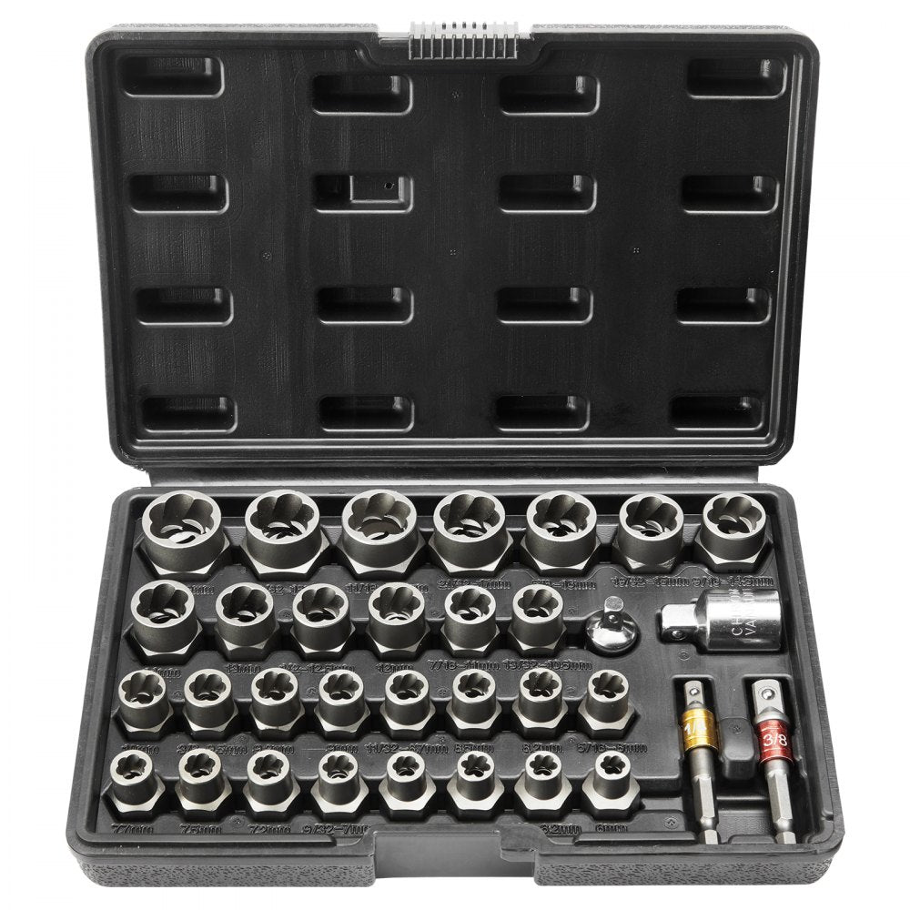 VEVOR Bolt Extractor Set, 29-Piece Bolt and Nut Remover Set, 6mm to 10mm, 13/32