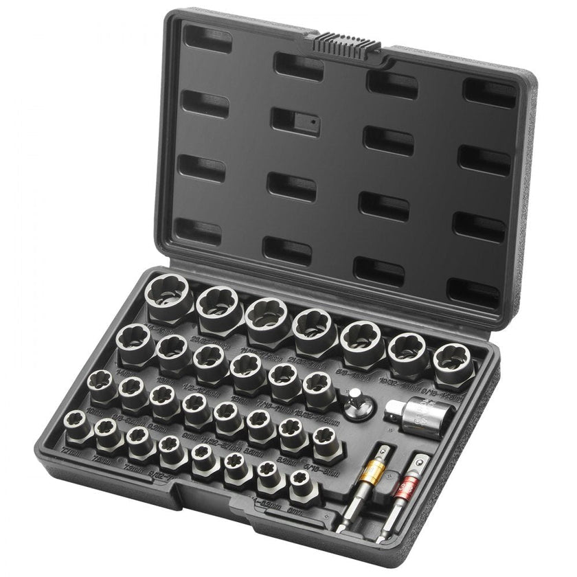 VEVOR Bolt Extractor Set, 29-Piece Bolt and Nut Remover Set, 6mm to 10mm, 13/32