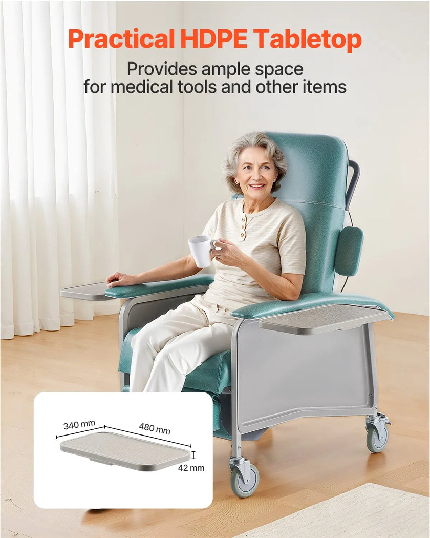 VEVOR Geri Chair Recliner 4-Position Reclining Geri Chair with Trays & 4 Wheels