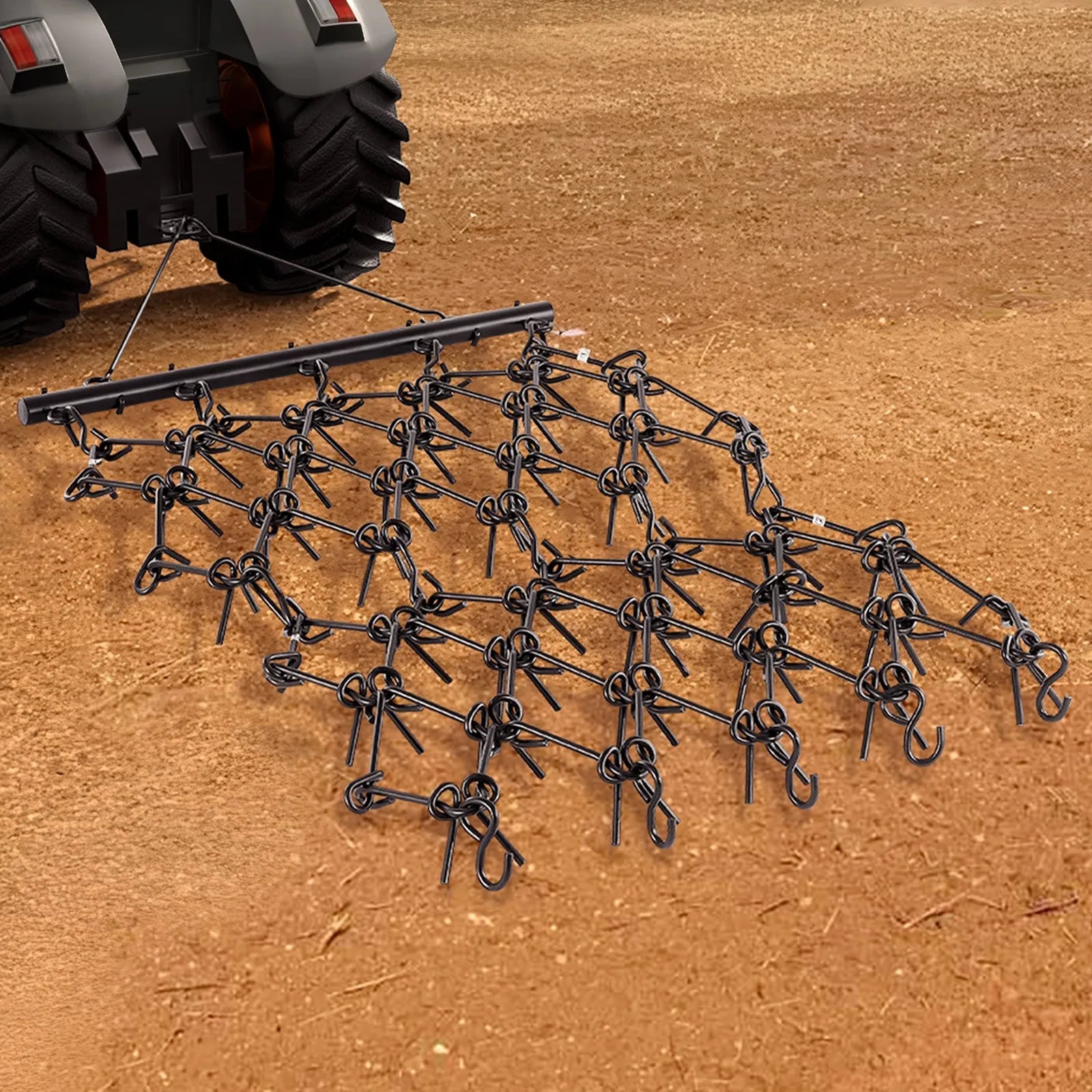 VEVOR Drag Harrow 4 x 4 ft Chain Harrow ATV Lawn Rake for Landscape Leveling