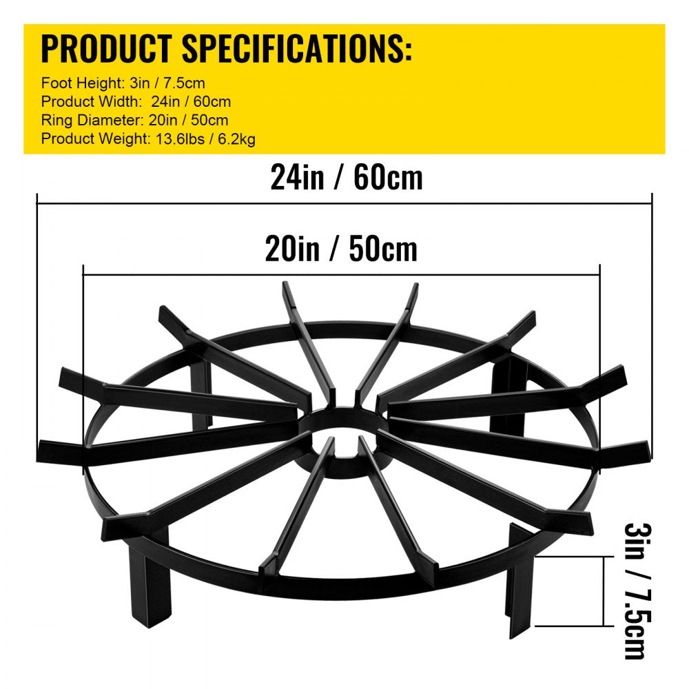 Wheel Fire Grate Fire Pit Log Grate 24-inch Fire Pit Grate Round Fire Pit Wheels