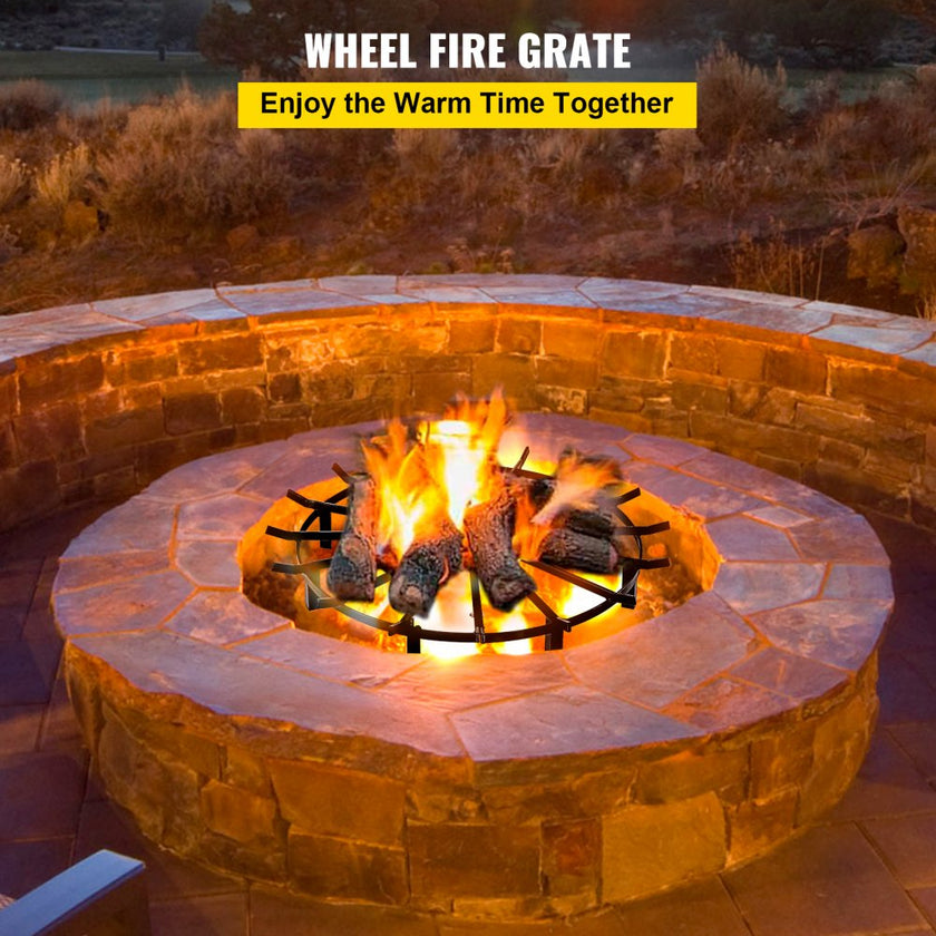 VEVOR 40in Fire Grate Log Grate ,Wagon Wheel Firewood Grates 16 Iron Bars, Fireplace Grates Burning Rack Holder 12 Legs for Indoor Chimney, Hearth Wood Stove and Outdoor Camping Fire Pit