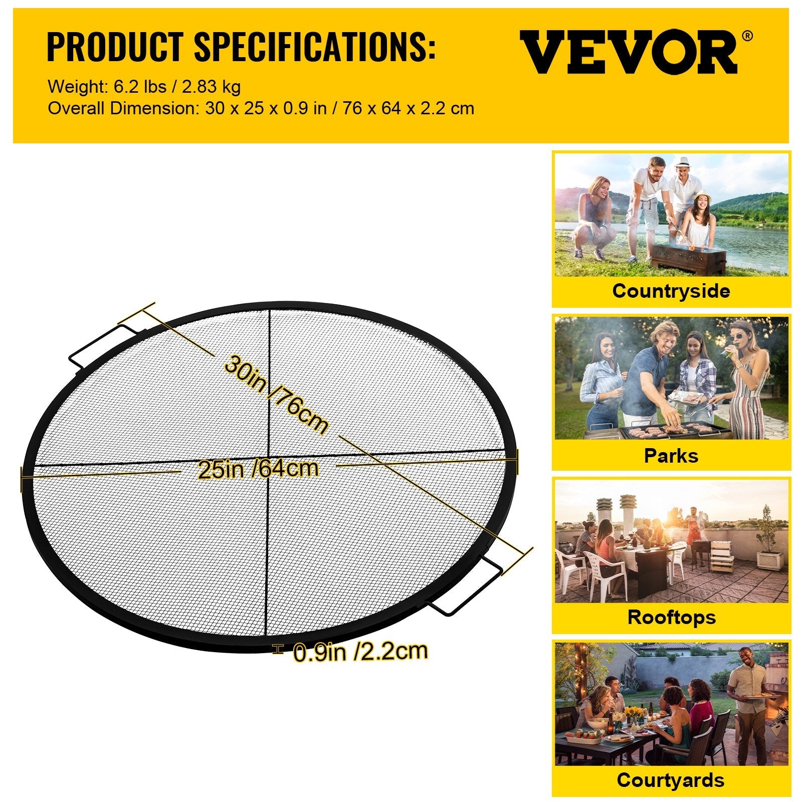 VEVOR Round Fire Pit Grate, 25\