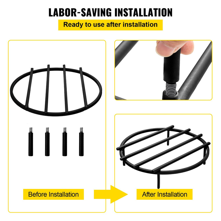 VEVOR Fire Pit Grate, Heavy Duty Iron Round Firewood Grate, Round Wood Fire Pit Grate 18