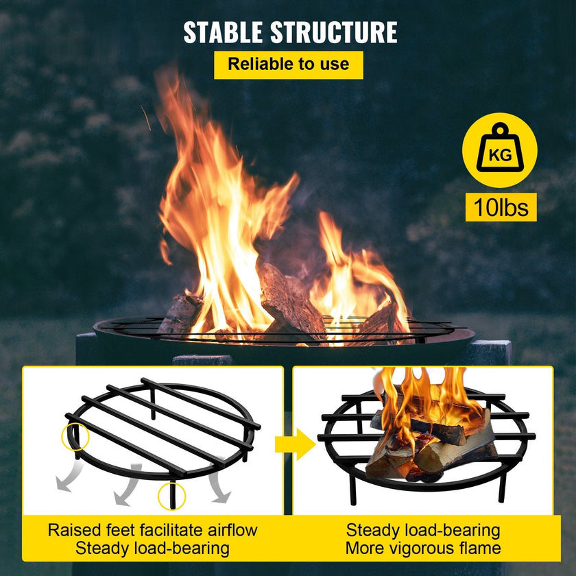 VEVOR Fire Pit Grate, Heavy Duty Iron Round Firewood Grate, Round Wood Fire Pit Grate 18