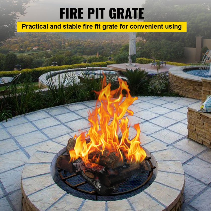 VEVOR Fire Pit Grate, Heavy Duty Iron Round Firewood Grate, Round Wood Fire Pit Grate 24\