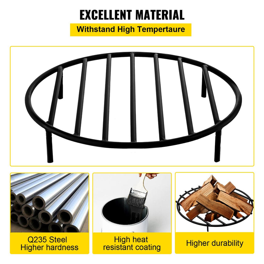 VEVOR Fire Pit Grate, Heavy Duty Iron Round Firewood Grate, Round Wood Fire Pit Grate 19