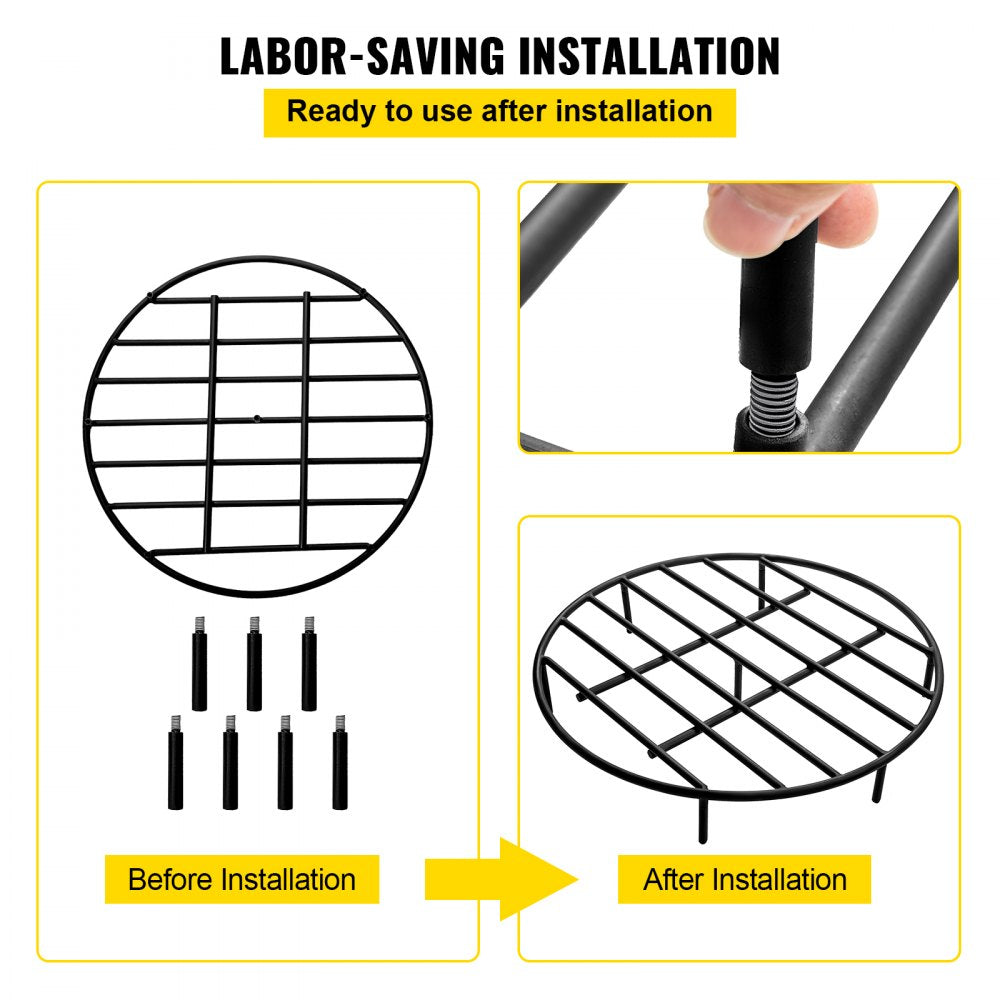 VEVOR Fire Pit Grate, Heavy Duty Iron Round Firewood Grate, Round Wood Fire Pit Grate 24