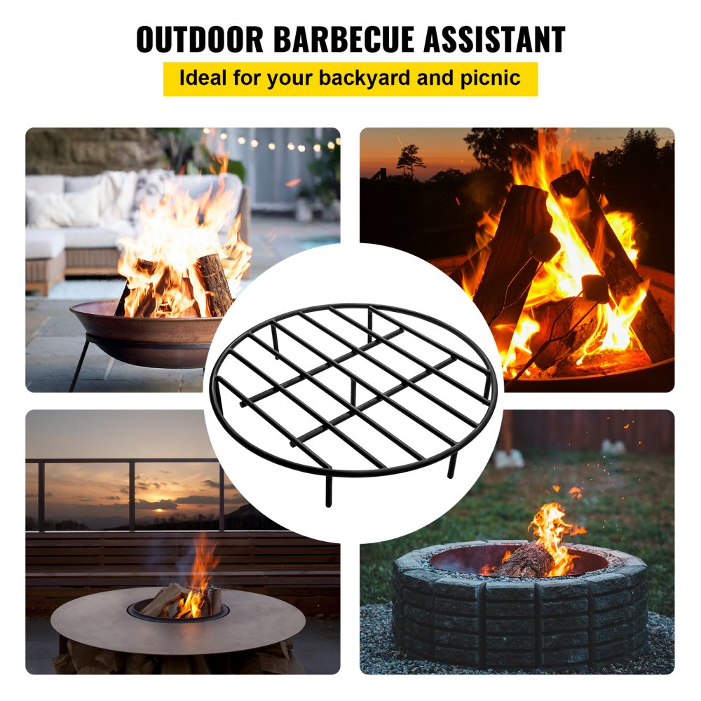 VEVOR Fire Pit Grate, Heavy Duty Iron Round Firewood Grate, Round Wood Fire Pit Grate 24