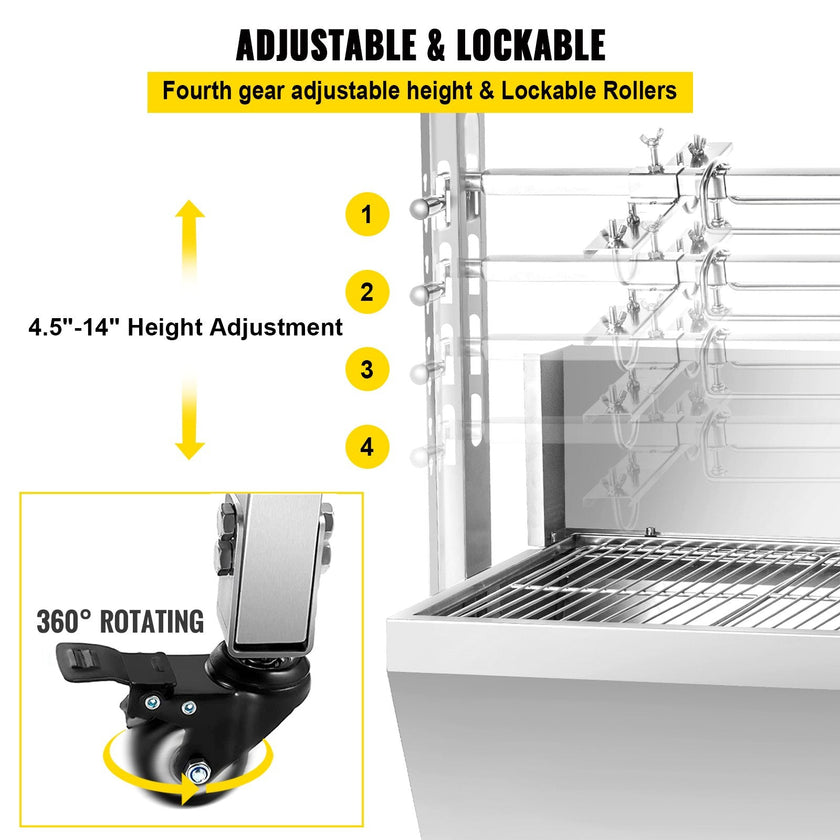 VEVOR 132 lbs/60KG 110V 132 lbs/60KG Rotisserie Grill Roaster BBQ Pig Lamb Stainless Steel, 132 lbs/60KG