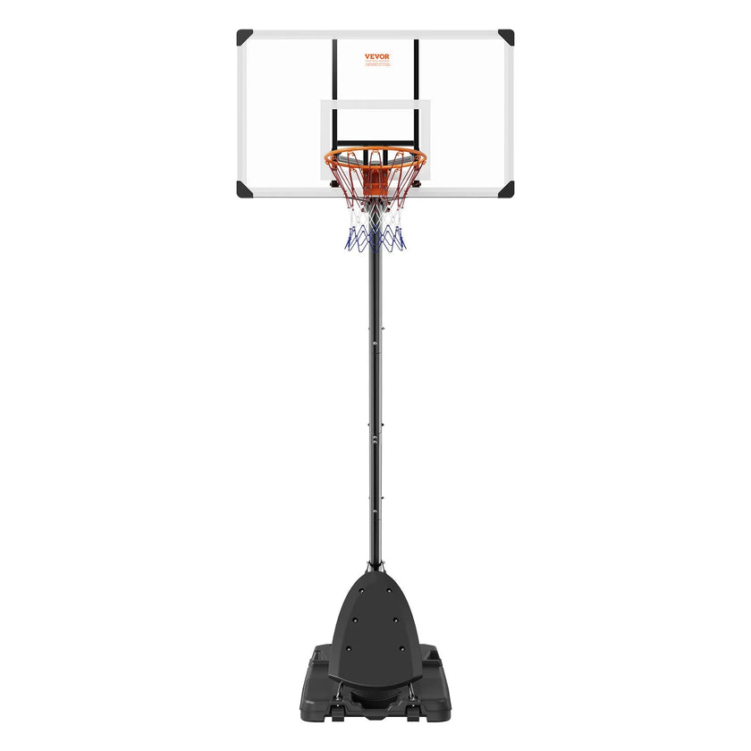 VEVOR Basketball Hoop, 7.6-10 ft Adjustable Height Portable Backboard System, 54 inch Basketball Hoop & Goal, Kids & Adults Basketball Set with Wheels, Stand, and Fillable Base, for Outdoor/Indoor