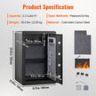 VEVOR Safe, 2.2 Cubic Feet Home Safe, Steel Security Safe with Fingerprint, Digital Keypad and 2 Keys, Cabinet Safe with Large Fire-proof Bag, Protect Cash, Gold, Jewelry, Documents, 15.8x13x23.6 inch