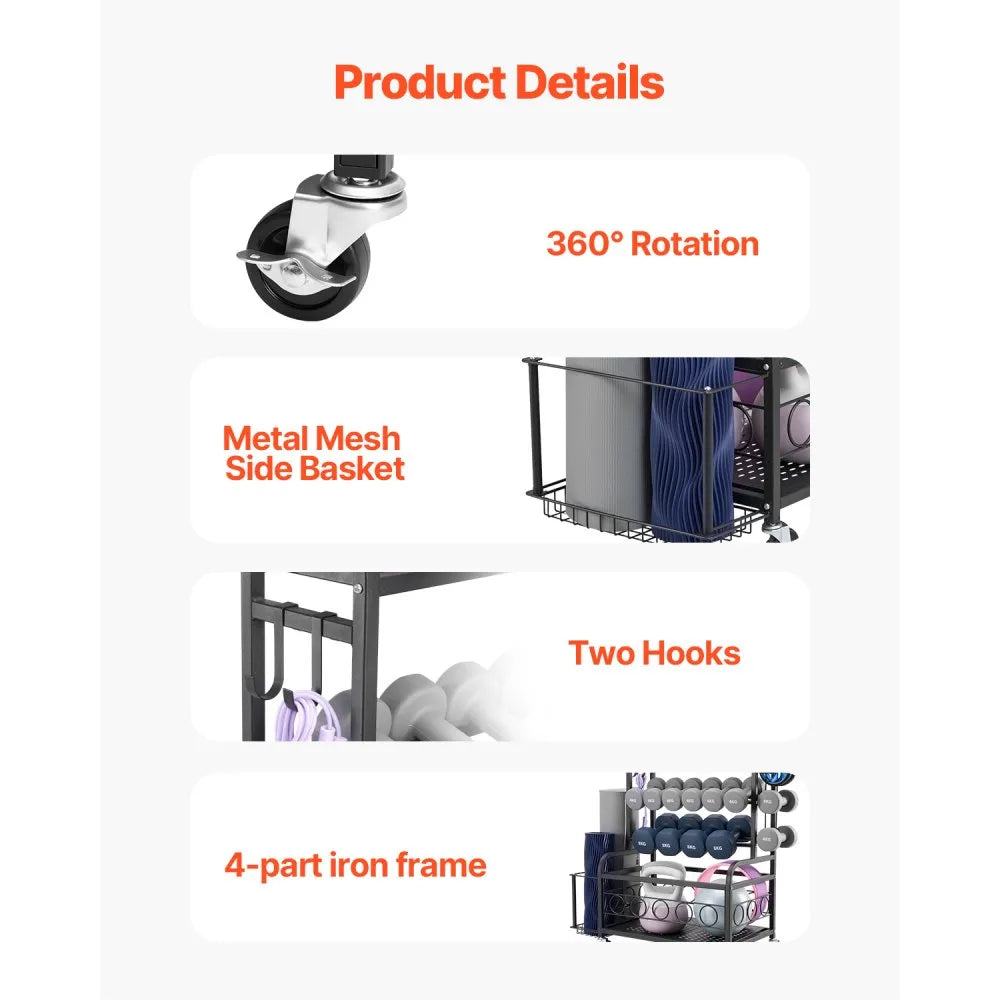 VEVOR Home Gym Workout Equipment Organizer Yoga Mat Storage Weight Rack Dumbbell