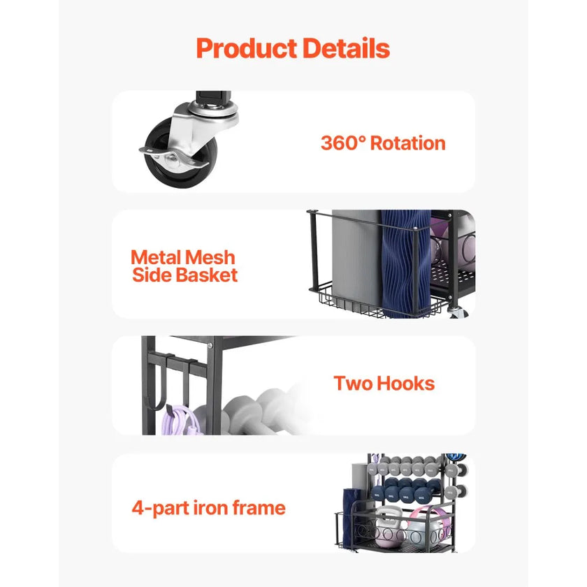 VEVOR Home Gym Workout Equipment Organizer Yoga Mat Storage Weight Rack Dumbbell