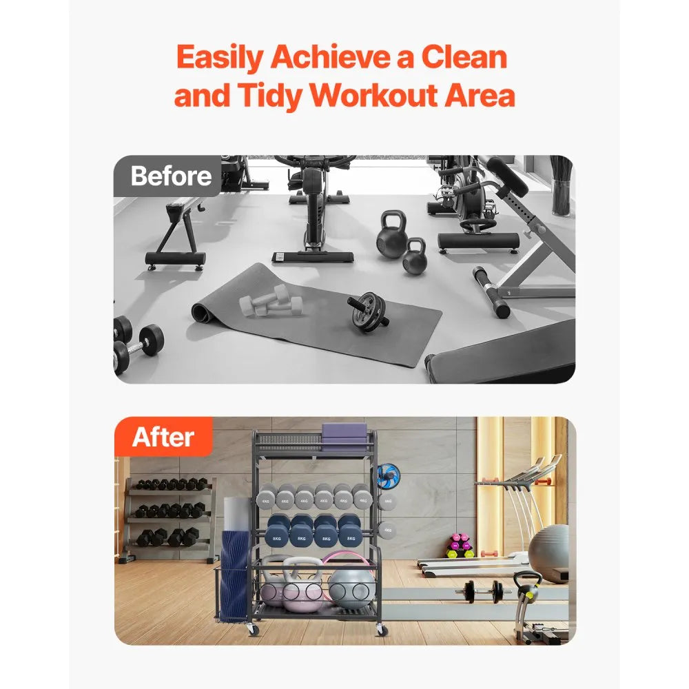 VEVOR Home Gym Workout Equipment Organizer Yoga Mat Storage Weight Rack Dumbbell