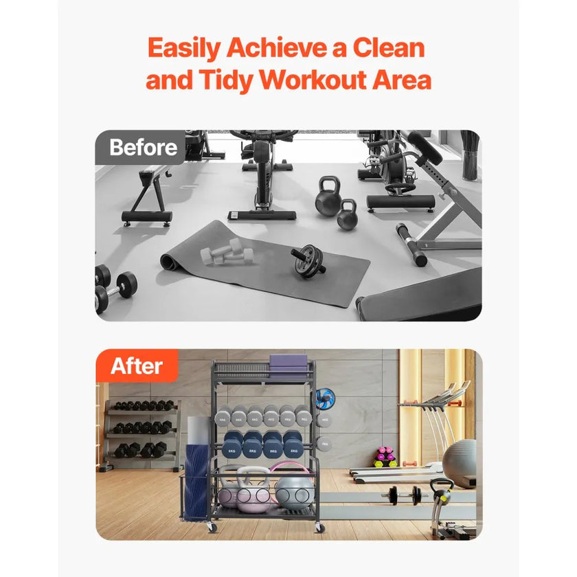 VEVOR Home Gym Workout Equipment Organizer Yoga Mat Storage Weight Rack Dumbbell