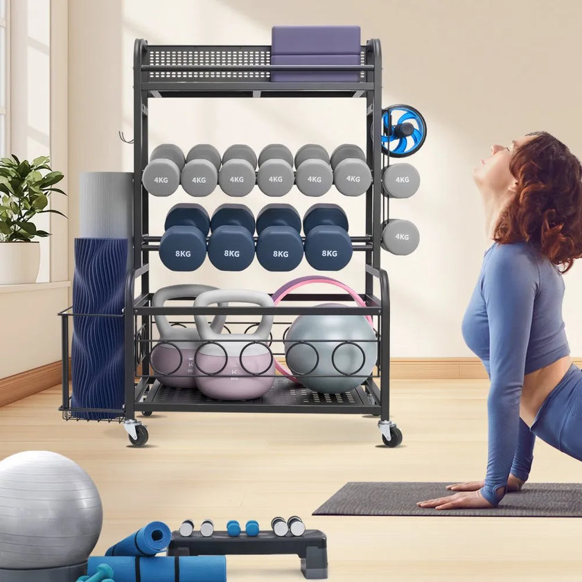 VEVOR Home Gym Workout Equipment Organizer Yoga Mat Storage Weight Rack Dumbbell