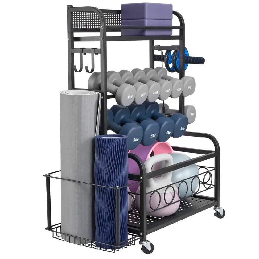 VEVOR Home Gym Workout Equipment Organizer Yoga Mat Storage Weight Rack Dumbbell