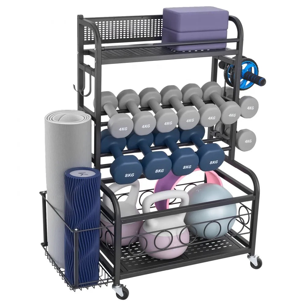 VEVOR Home Gym Workout Equipment Organizer Yoga Mat Storage Weight Rack Dumbbell