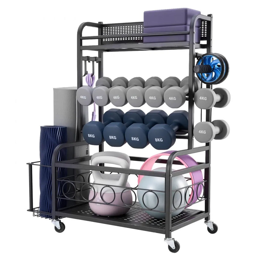 VEVOR Home Gym Workout Equipment Organizer Yoga Mat Storage Weight Rack Dumbbell