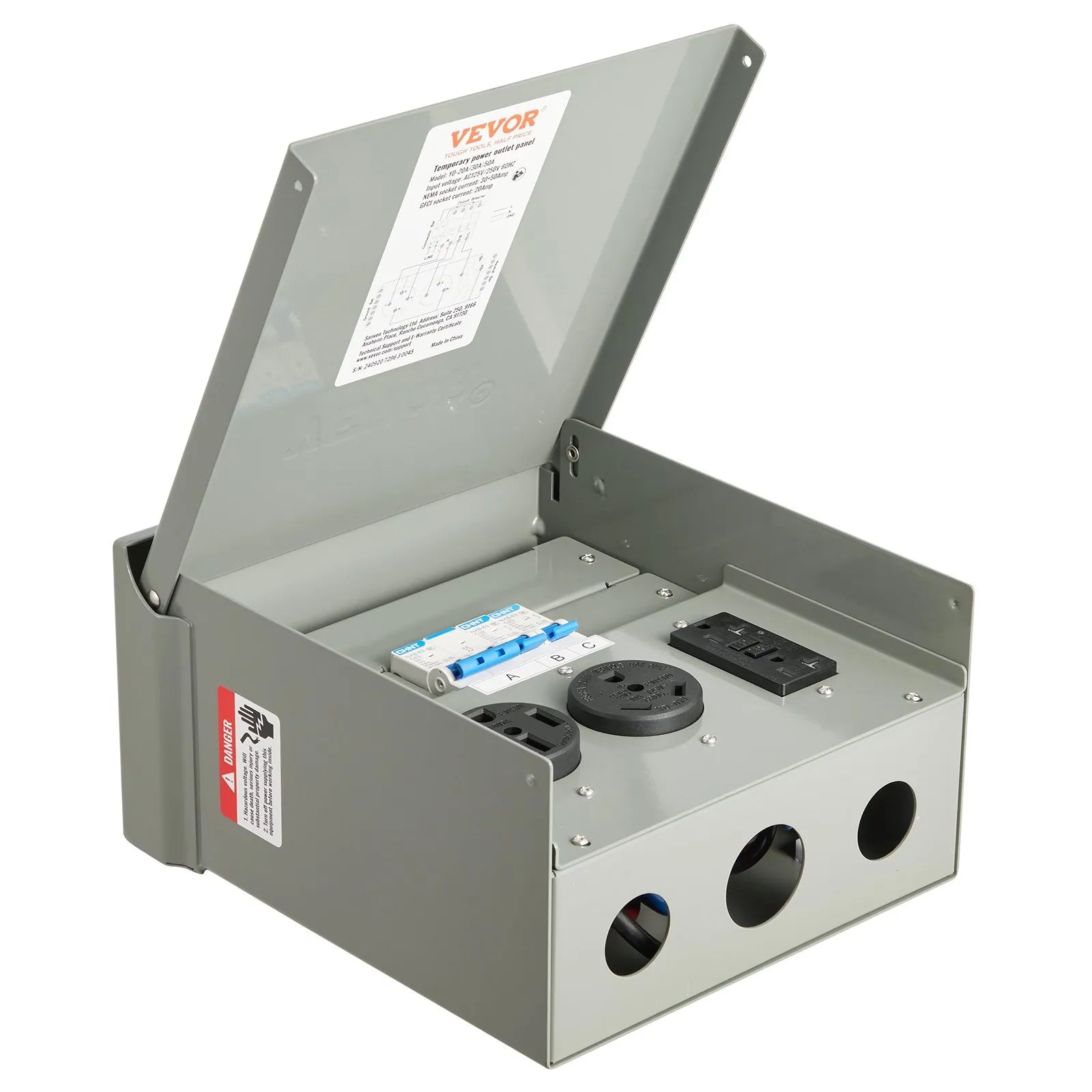 VEVOR Temporary Power Outlet Panel RV Electrical Panel 20 30 50 Amp Outlet Box