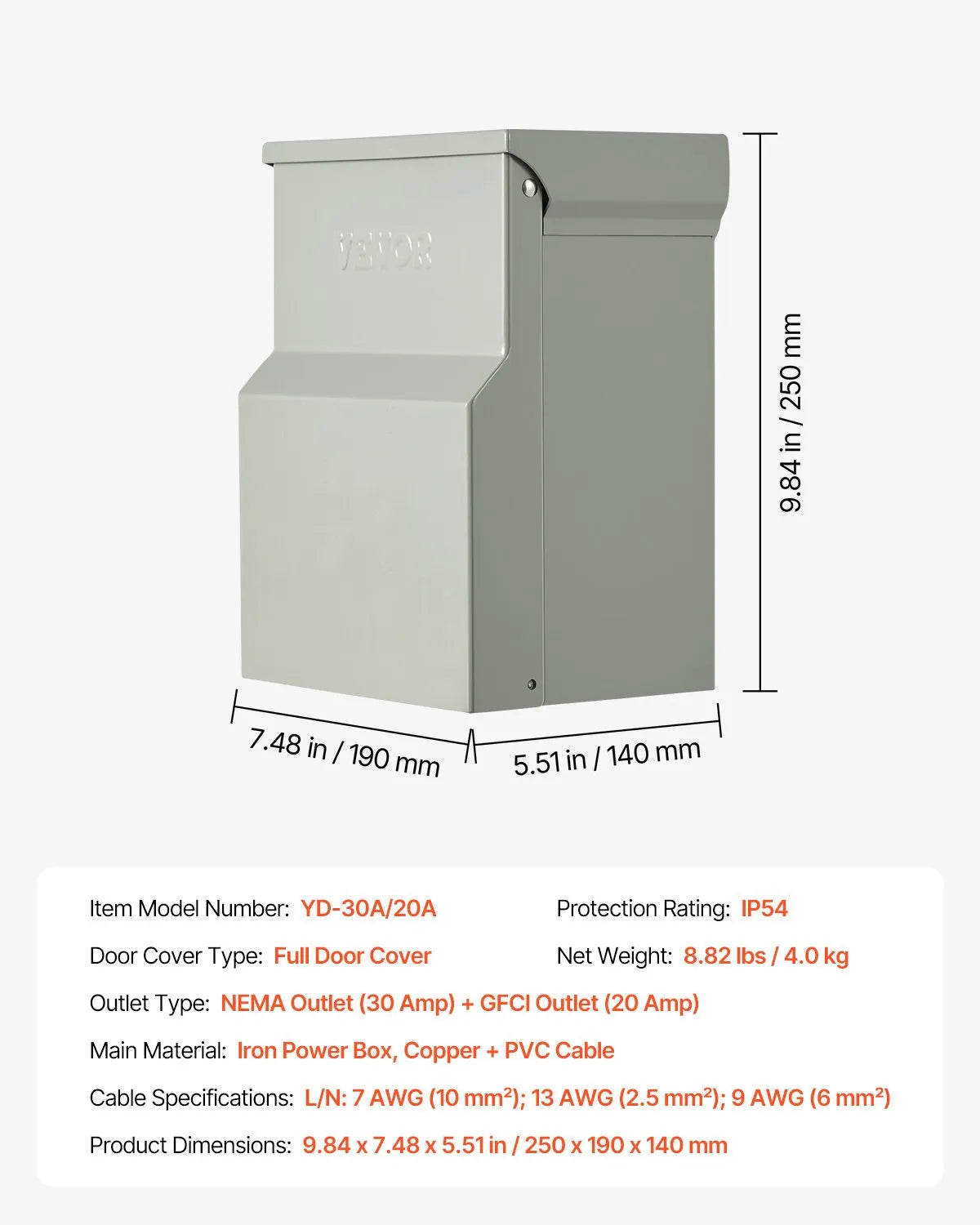 VEVOR Temporary Power Outlet Panel RV Electrical Panel 20 30 Amp RV Outlet Box