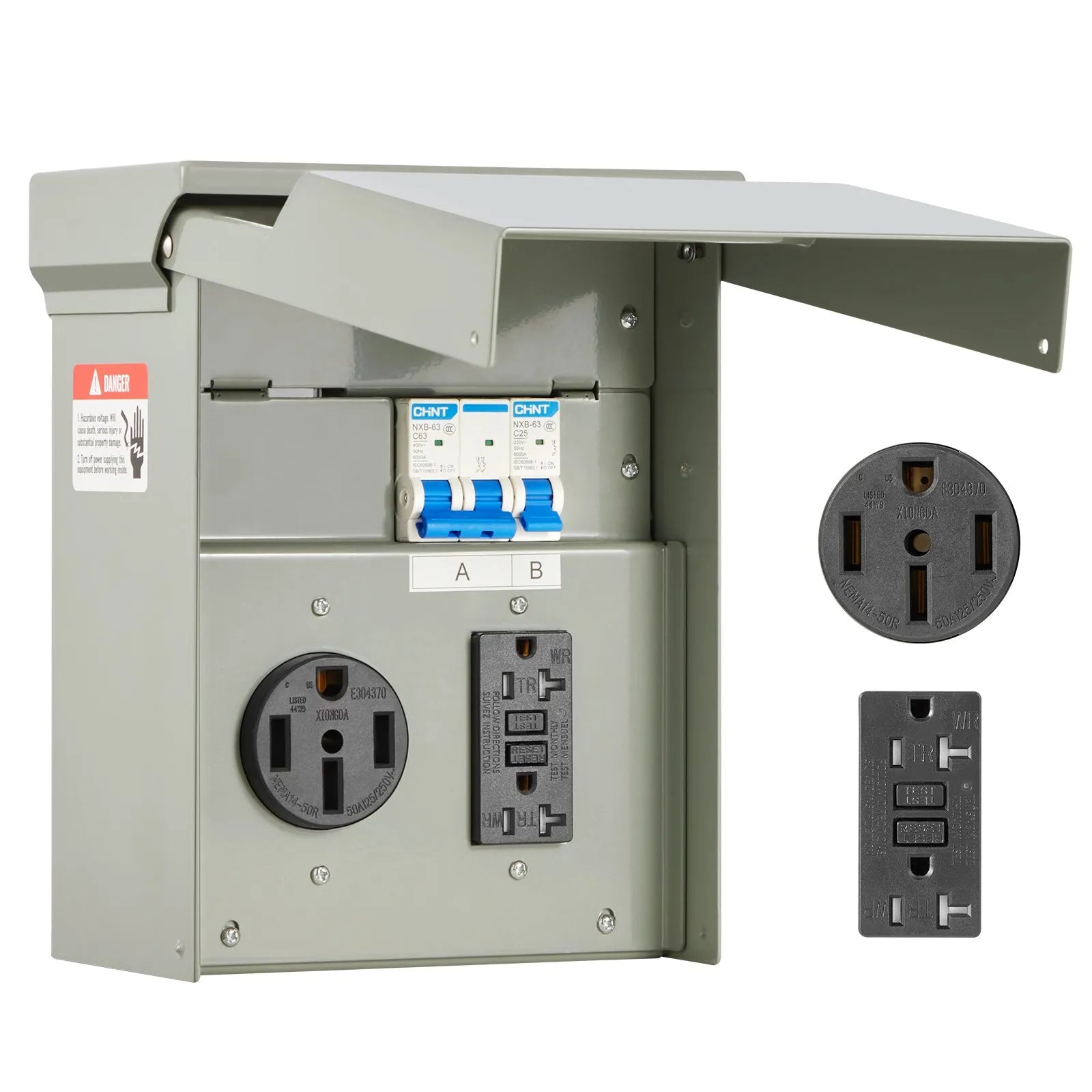 VEVOR Temporary Power Outlet Panel RV Electrical Panel 20 50 Amp RV Outlet Box