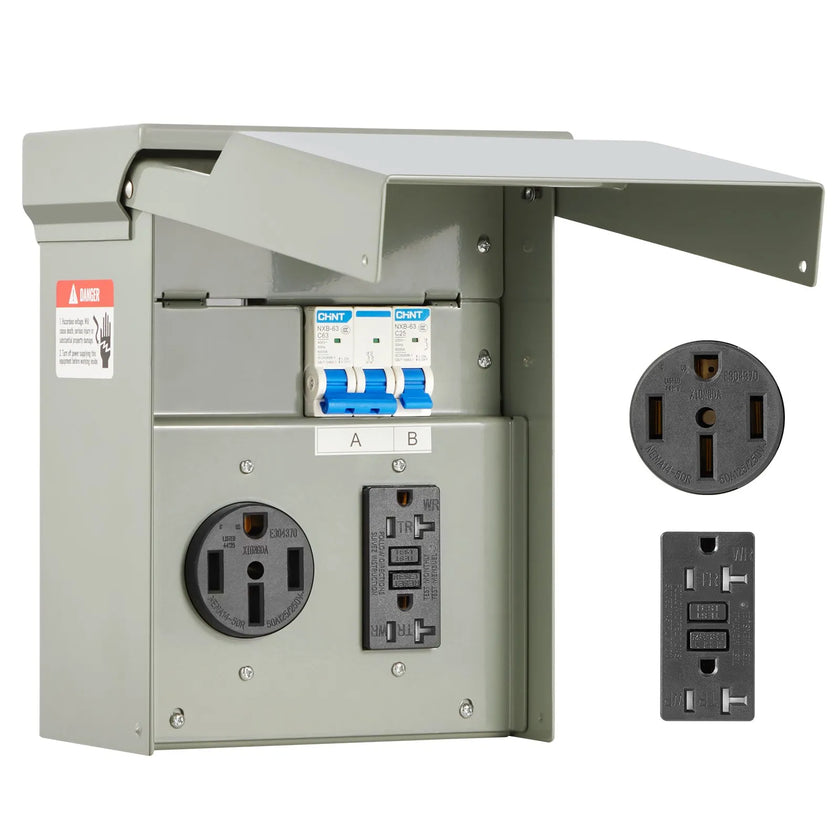 VEVOR Temporary Power Outlet Panel RV Electrical Panel 20 50 Amp RV Outlet Box