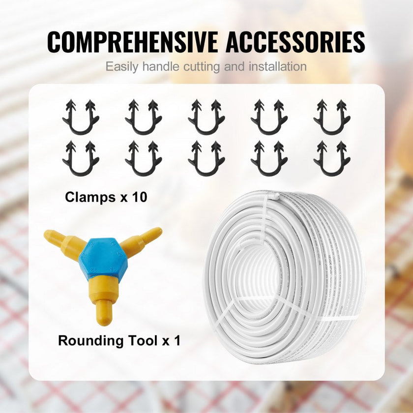 VEVOR PEX-AL-PEX Tube, 328ft, 5/8'' Diameter Aluminum-Plastic Composite Pipe Oxygen Barrier Radiant Floor PEX Pipe, 0.08'' Thickness Radiant Heat Floor Plumbing Inner Aluminum Layer PEX Tubing Pipe