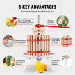 VEVOR Fruit Wine Press, 1.6 Gal/6.4L, Solid Wood Basket with 6 Blocks, Manual Juice Maker, Cider Apple Grape Tincture Vegetables Honey Olive Oil Making Press with Pole Handle Bar for Kitchen and Home
