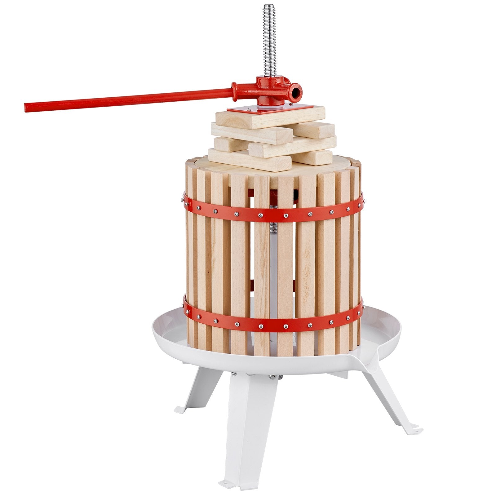 VEVOR Fruit Wine Press, 1.6 Gal/6.4L, Solid Wood Basket with 6 Blocks, Manual Juice Maker, Cider Apple Grape Tincture Vegetables Honey Olive Oil Making Press with Pole Handle Bar for Kitchen and Home