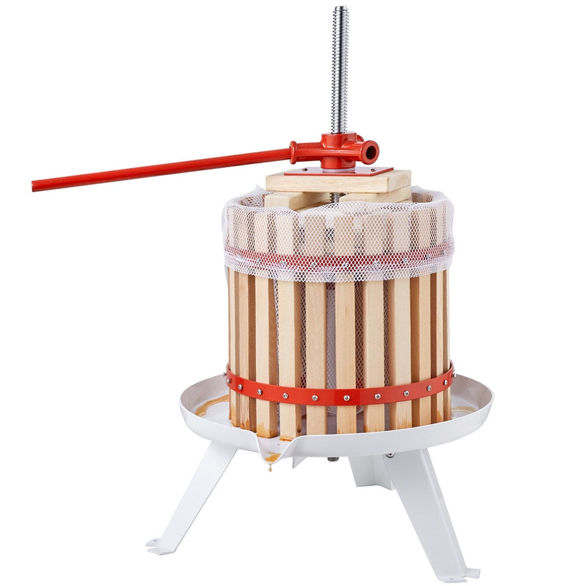 VEVOR Fruit Wine Press, 1.6 Gal/6.4L, Solid Wood Basket with 6 Blocks, Manual Juice Maker, Cider Apple Grape Tincture Vegetables Honey Olive Oil Making Press with Pole Handle Bar for Kitchen and Home