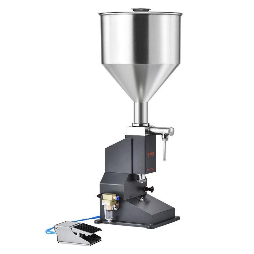 VEVOR Pneumatic Paste Liquid Filling Machine, 5-50ml Bottle Filler, Bottle Filling Machine, Stainless Steel Liquid Filler with Pedal for Milk Water Juice Essential Oil Shampoo Cosmetic Honey Lotion