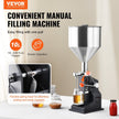 VEVOR Manual Paste Liquid Filling Machine, 5-50ml Bottle Filler, Adjustable Bottle Filling Machine, Stainless Steel Liquid Filler with Hopper for Milk Water Juice Essential Oil Shampoo Cosmetic Honey