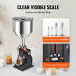 VEVOR Manual Paste Liquid Filling Machine, 5-50ml Bottle Filler, Adjustable Bottle Filling Machine, Stainless Steel Liquid Filler with Hopper for Milk Water Juice Essential Oil Shampoo Cosmetic Honey