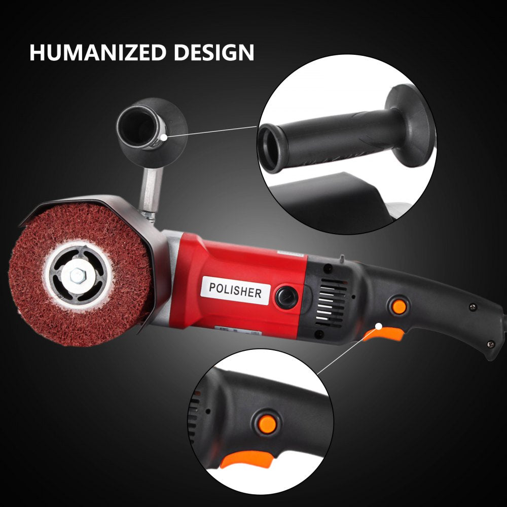 VEVOR 1200W Burnishing Polishing Machine 500-3000 RPM Handle Polishing Machine 110V Wheel Polisher Sander Wire Drawing Machine with 4 Wheels